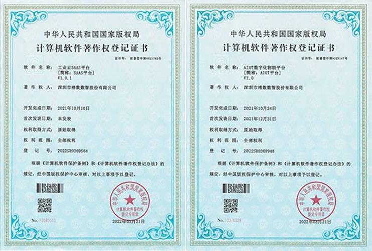 祝贺榕数数智荣获两项计算机软件著作权登记证书